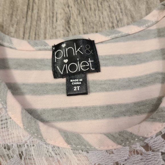 Pink & Violet toddler girl sleeveless formal dress blush pink & grey size 2T - Picture 6 of 9